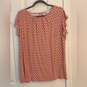 Liz Claiborne Pink Blouse with Black and White Pattern